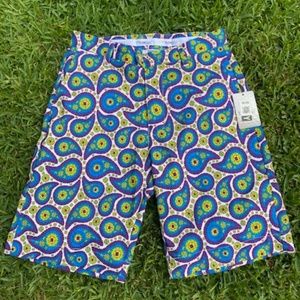 Men's FLOW GOLF Paisley Shorts, Size 30, Blues/Purples/Greens/Yellow